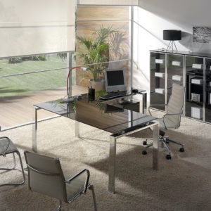 Despacho moderno mesa Concepto-cromo-cristal-marron-08 by Ofifran en muebles antoñán® León