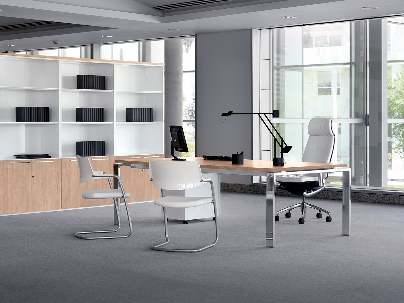 Despacho moderno mesa Concepto-cromo-roble-05 by Ofifran en muebles antoñán® León