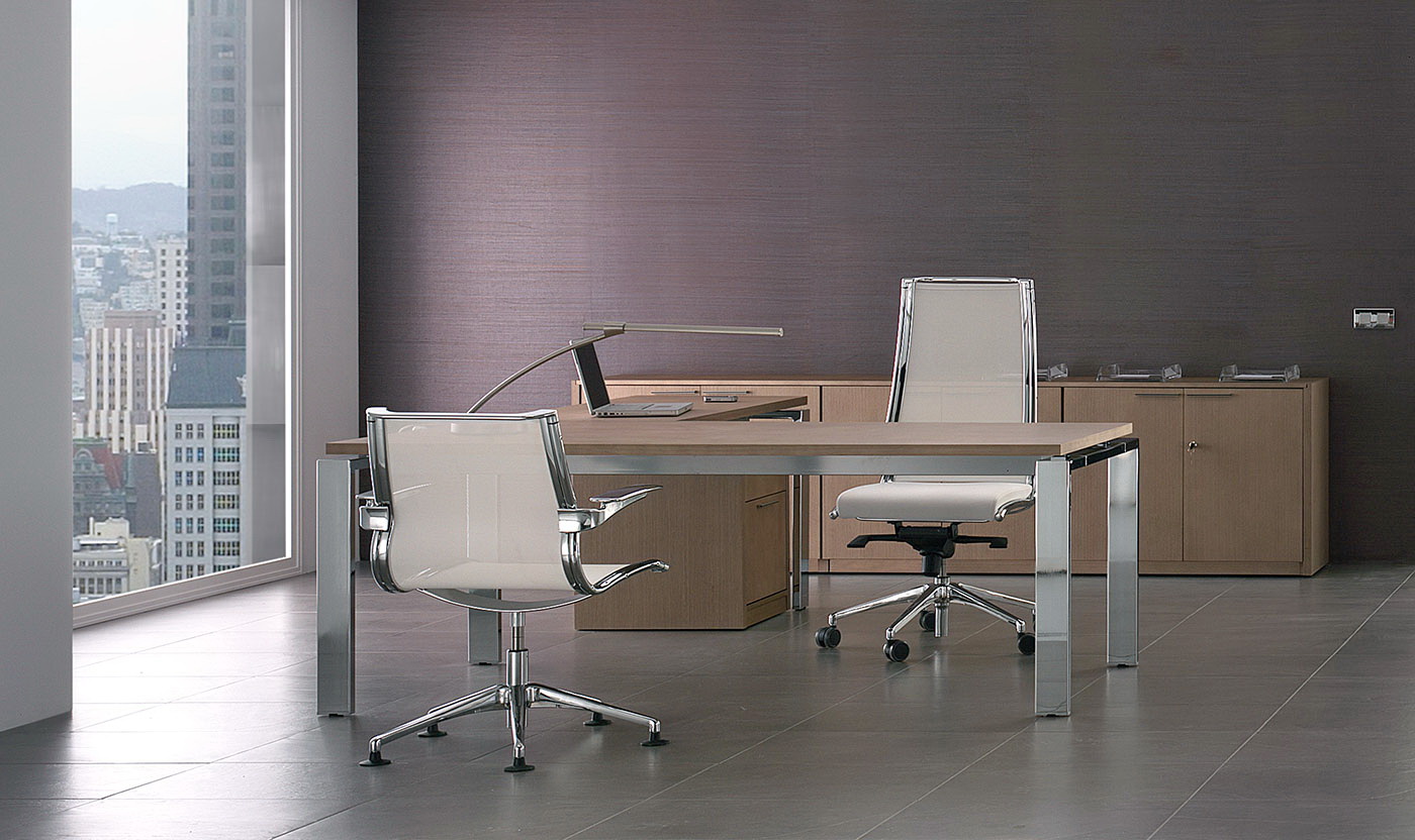 Despacho moderno mesa Concepto-nogal-cromo-11 by Ofifran en muebles antoñán® León