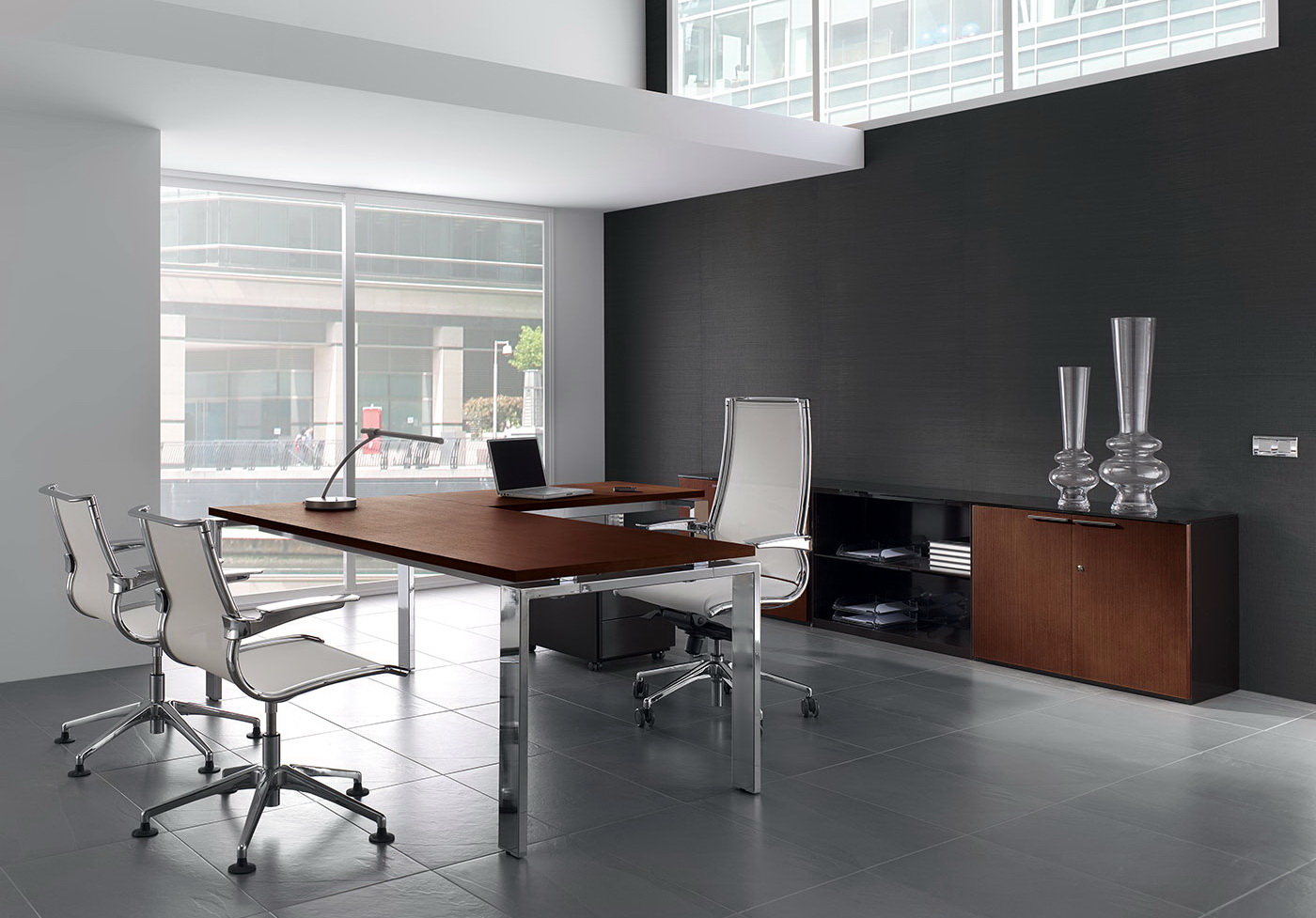 Despacho moderno mesa Concepto-wengue-cromo-10 by Ofifran en muebles antoñán® León