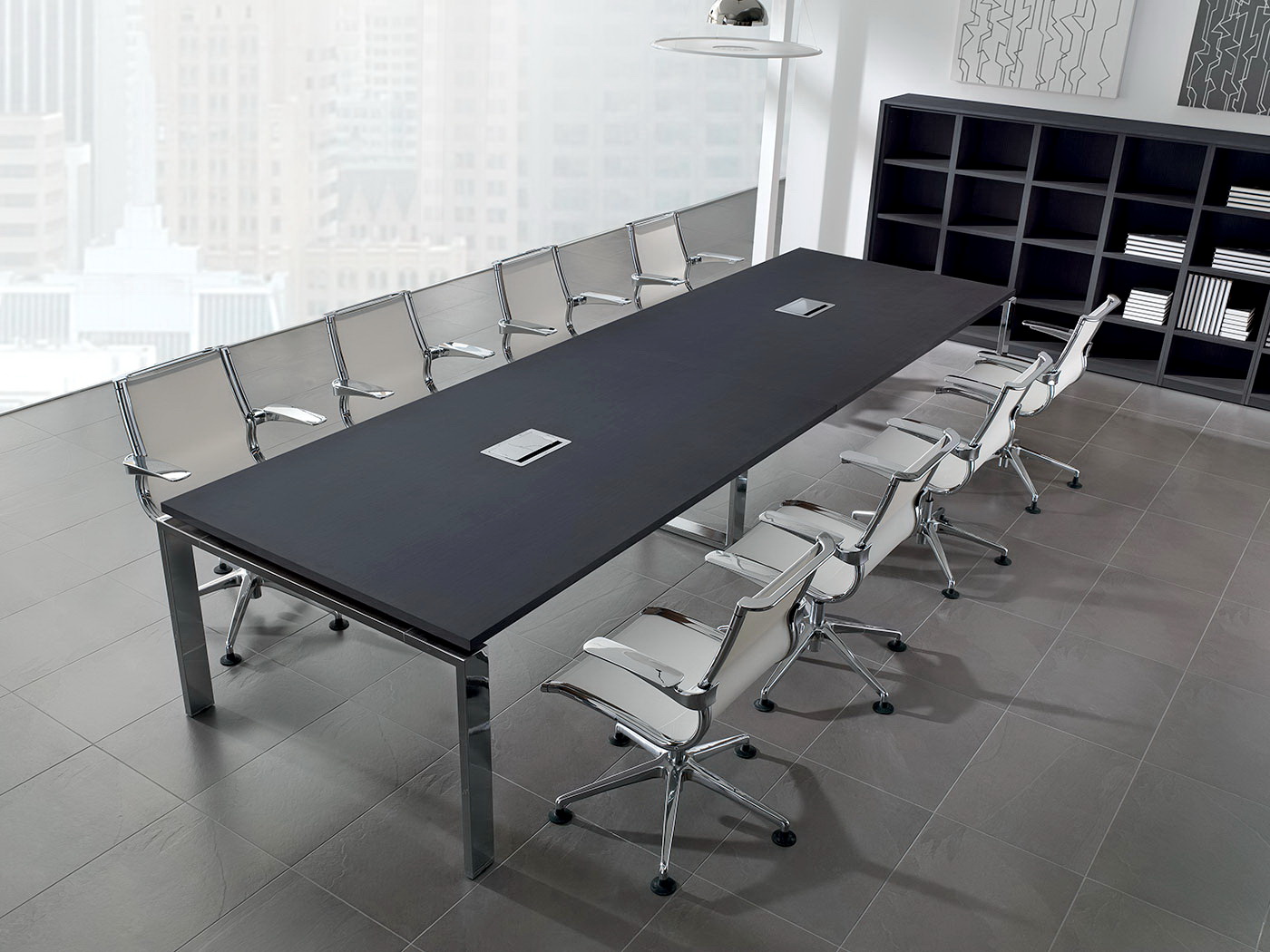 Despacho moderno mesa sala juntas Concepto-negro-cromo-12 by Ofifran en muebles antoñán® León