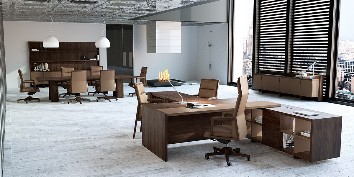 Mueble despacho mesa Freeport-nogal-espresso-piel-marron-claro-10-CMYK by Ofifran en muebles antoñán® León