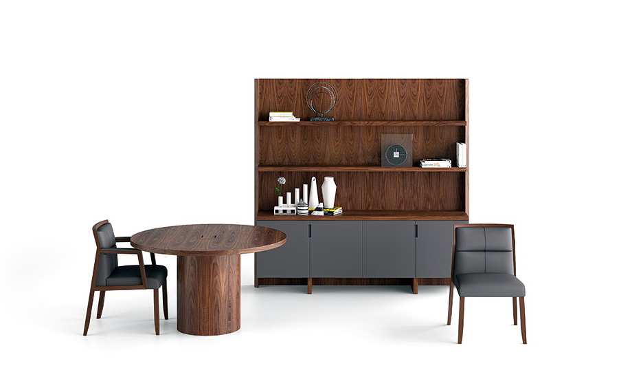 Mueble despacho mesa Freeport-nogal-natural-piel-antracita-PI08-05 by Ofifran en muebles antoñán® León