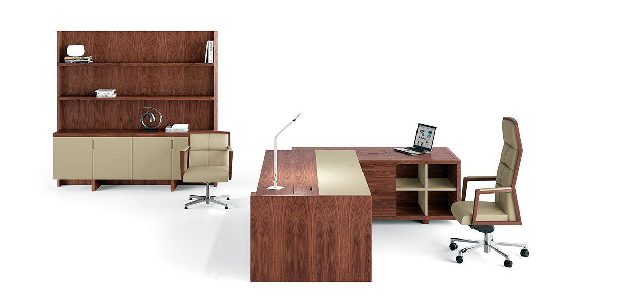 Mueble despacho mesa Freeport-nogal-natural-piel-camel-PI04-03 by Ofifran en muebles antoñán® León
