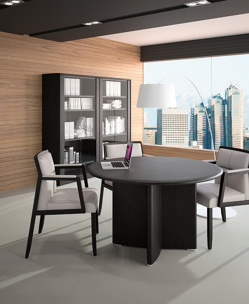 Mesa despacho moderno Numen-negro-piel-blanca-22 by Ofifran en muebles antoñán® León