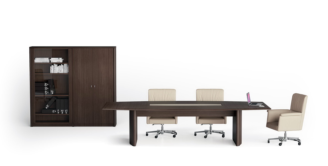 Mesa despacho moderno Numen-nogal-esspreso-piel-marfil-12 by Ofifran en muebles antoñán® León